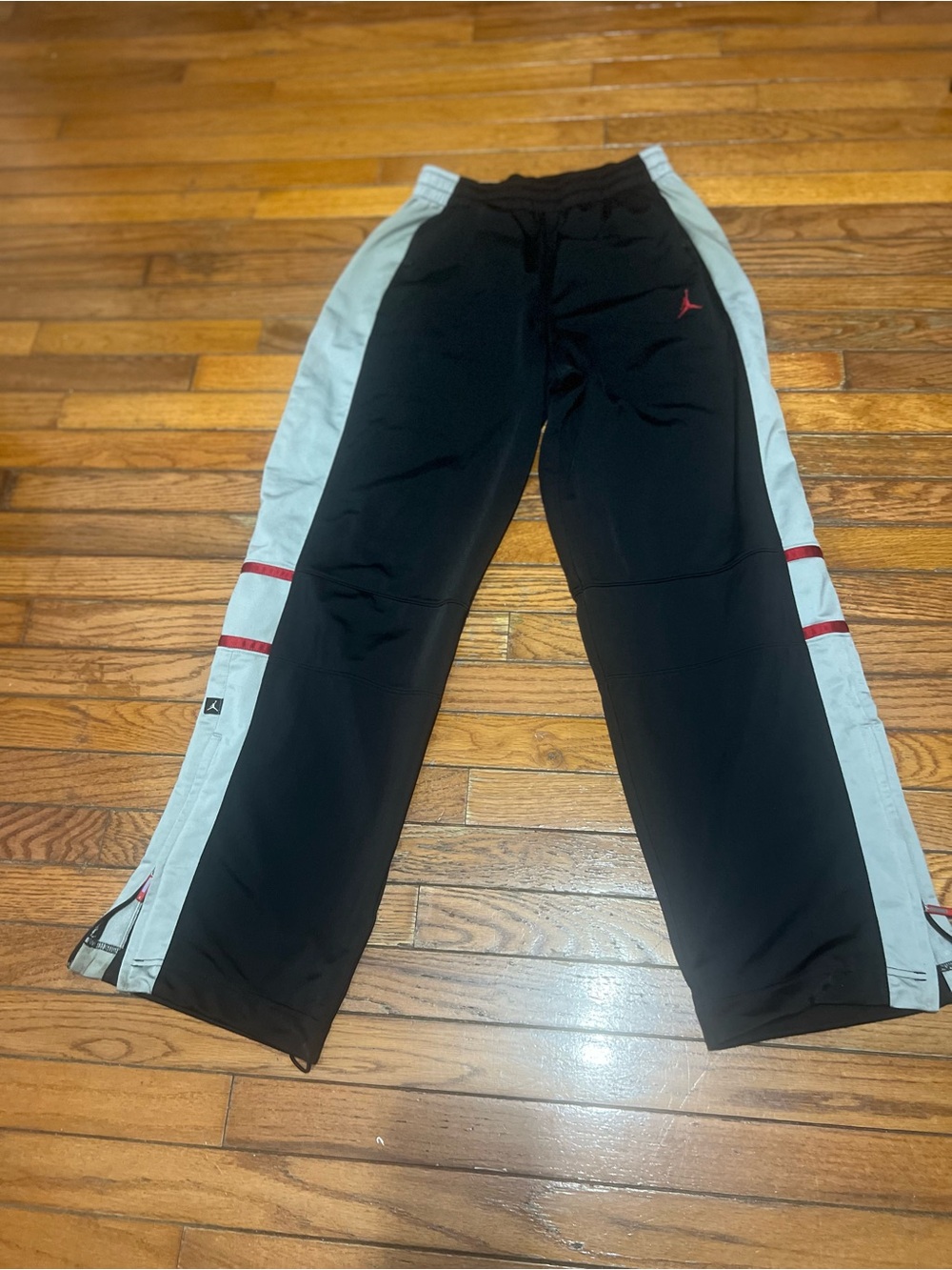 YK2 Jordan Black Track Pants with Light Gray Side Panels and Red Jumpman vintage